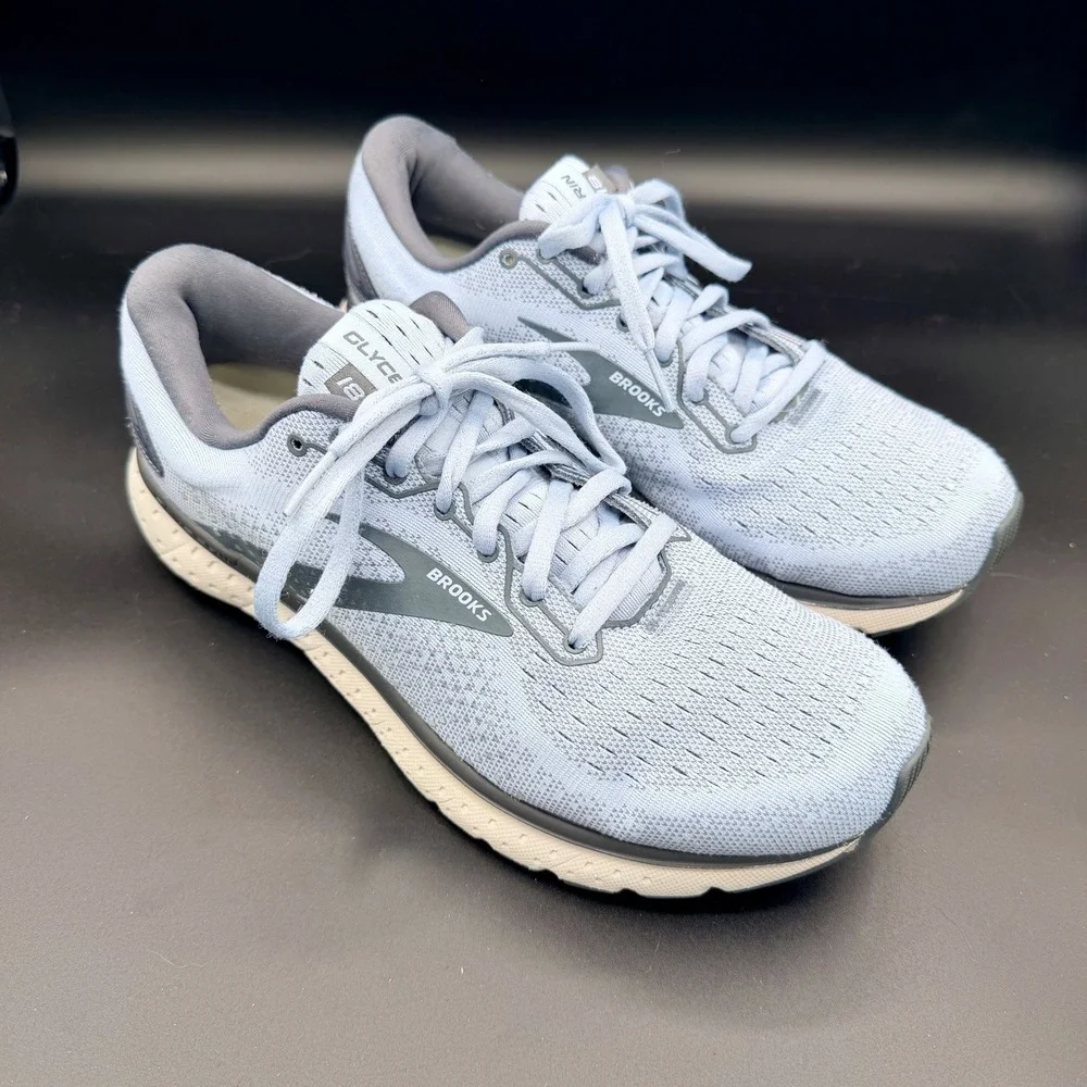 Brooks Glycerin 18 Womens 9.5 Wide Running Shoes Light Blue Grey 203171D073